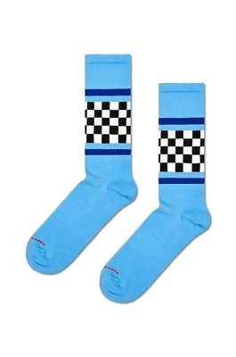Zdjęcie produktu Happy Socks skarpetki Checked Stripe Sneaker Sock kolor niebieski