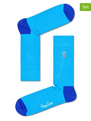 Zdjęcie produktu Happy Socks Skarpety (2 pary) "Embroidery Ice Cream" w kolorze niebieskim rozmiar: 36-40