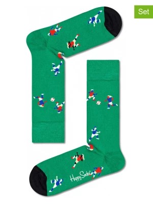 Zdjęcie produktu Happy Socks Skarpety (2 pary) "Football" w kolorze zielonym rozmiar: 36-40