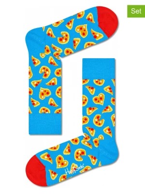 Zdjęcie produktu Happy Socks Skarpety (2 pary) "Pizza Love" w kolorze błękitnym ze wzorem rozmiar: 36-40