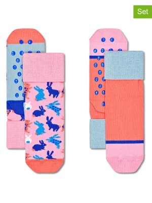 Zdjęcie produktu Happy Socks Skarpety antypoślizgowe (2 pary) w kolorze jasnoróżowym ze wzorem rozmiar: 24-26