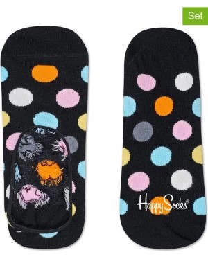 Zdjęcie produktu Happy Socks Skarpety-stopki (2 pary) "Big Dots" w kolorze czarnym ze wzorem rozmiar: 36-40