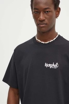 Zdjęcie produktu Herschel t-shirt bawełniany męski kolor czarny z nadrukiem