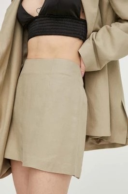 Zdjęcie produktu Herskind spódnica z domieszką lnu Debby kolor beżowy mini prosta 5109840