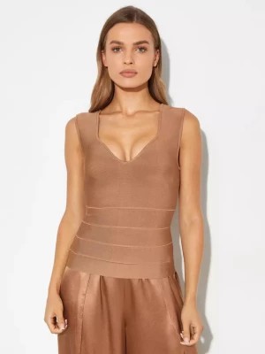 Zdjęcie produktu Herve Leger Dopasowany beżowy top