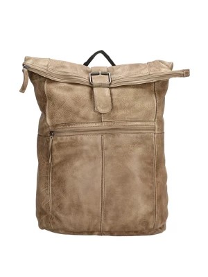 Zdjęcie produktu HIDE & STITCHES Skórzany plecak w kolorze szarobrązowym - 29 x 39 x 12,5 cm rozmiar: onesize