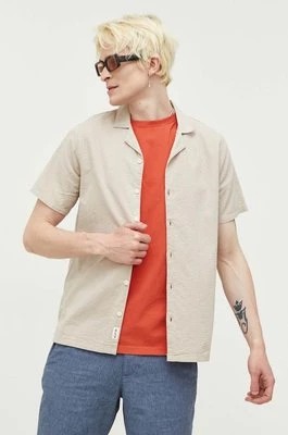 Zdjęcie produktu Hollister Co. koszula bawełniana męska kolor beżowy regular