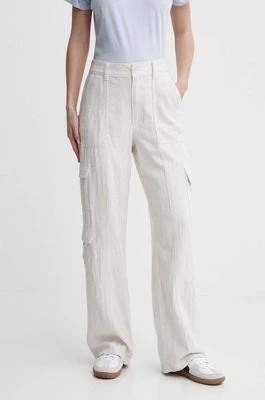 Zdjęcie produktu Hollister Co. spodnie lniane kolor biały szerokie high waist