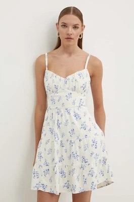 Zdjęcie produktu Hollister Co. sukienka lniana kolor beżowy mini rozkloszowana