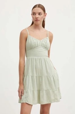 Zdjęcie produktu Hollister Co. sukienka lniana kolor zielony mini rozkloszowana