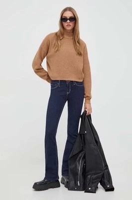 Zdjęcie produktu Hollister Co. sweter damski kolor brązowy lekki z półgolfem