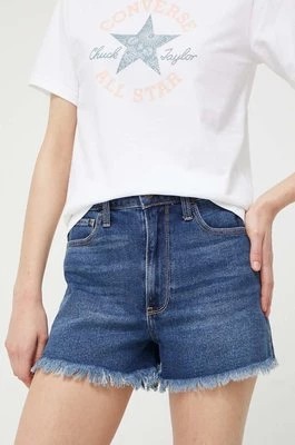 Zdjęcie produktu Hollister Co. szorty jeansowe CURVY JEANS damskie kolor granatowy gładkie high waist