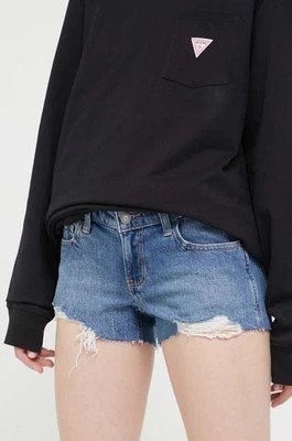 Zdjęcie produktu Hollister Co. szorty jeansowe CURVY JEANS damskie kolor niebieski gładkie high waist