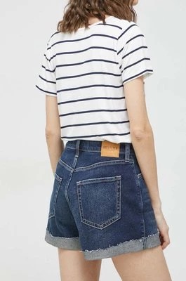 Zdjęcie produktu Hollister Co. szorty jeansowe damskie kolor granatowy gładkie high waist