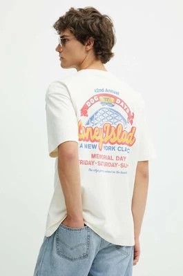 Zdjęcie produktu Hollister Co. t-shirt bawełniany męski kolor beżowy z nadrukiem