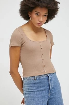 Zdjęcie produktu Hollister Co. t-shirt damska kolor beżowy