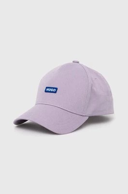 Zdjęcie produktu Hugo Blue czapka z daszkiem bawełniana kolor fioletowy z aplikacją 50522266