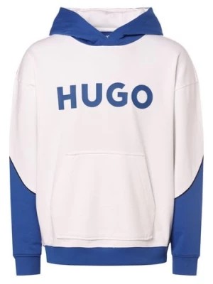 Zdjęcie produktu HUGO BLUE Męski sweter z kapturem - Nalker Mężczyźni Bawełna niebieski|biały jednolity,
