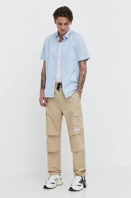 Zdjęcie produktu Hugo Blue spodnie bawełniane kolor beżowy proste 50517923
