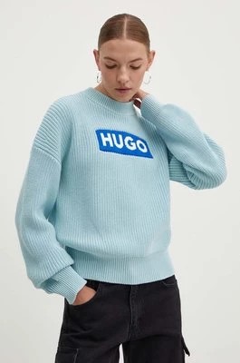 Zdjęcie produktu Hugo Blue sweter bawełniany kolor niebieski ciepły 50514300