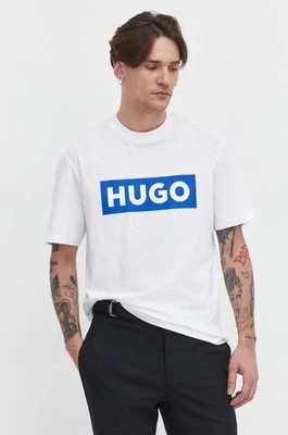 Zdjęcie produktu Hugo Blue t-shirt bawełniany męski kolor biały z nadrukiem 50522376
