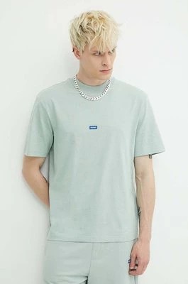 Zdjęcie produktu Hugo Blue t-shirt bawełniany męski kolor turkusowy gładki