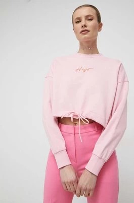 Zdjęcie produktu HUGO bluza bawełniana damska kolor różowy z nadrukiem