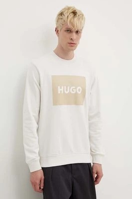 Zdjęcie produktu HUGO bluza bawełniana męska kolor beżowy z nadrukiem