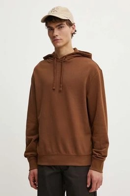 Zdjęcie produktu HUGO bluza bawełniana męska kolor brązowy z kapturem gładka
