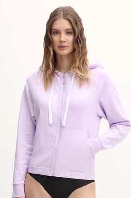 Zdjęcie produktu HUGO bluza damska kolor fioletowy z kapturem gładka