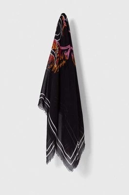 Zdjęcie produktu HUGO chusta z domieszką wełny kolor czarny wzorzysta 50510599