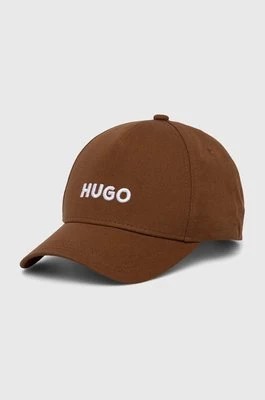Zdjęcie produktu HUGO czapka z daszkiem bawełniana kolor brązowy z aplikacją 50518901