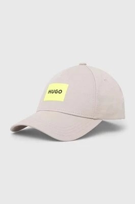 Zdjęcie produktu HUGO czapka z daszkiem bawełniana kolor szary z nadrukiem 50513365