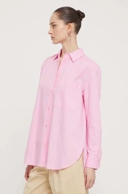 Zdjęcie produktu HUGO koszula bawełniana damska kolor różowy relaxed z kołnierzykiem klasycznym 50515741