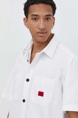 Zdjęcie produktu HUGO koszula bawełniana męska kolor biały relaxed z kołnierzykiem klasycznym 50495912