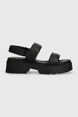 Zdjęcie produktu HUGO sandały skórzane Kris damskie kolor czarny na platformie 50517374