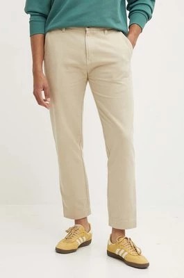 Zdjęcie produktu HUGO spodnie bawełniane kolor beżowy proste 50525176