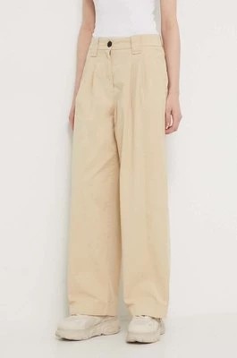 Zdjęcie produktu HUGO spodnie damskie kolor beżowy szerokie high waist 50489241