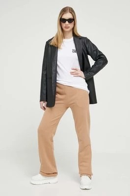 Zdjęcie produktu HUGO spodnie dresowe bawełniane kolor brązowy gładkie