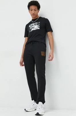 Zdjęcie produktu HUGO spodnie dresowe bawełniane męskie kolor czarny gładkie
