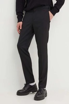 Zdjęcie produktu HUGO spodnie z domieszką wełny kolor czarny proste 50519673