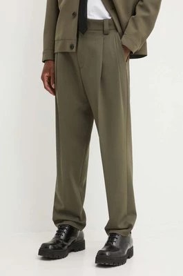 Zdjęcie produktu HUGO spodnie z domieszką wełny kolor zielony proste 50520374
