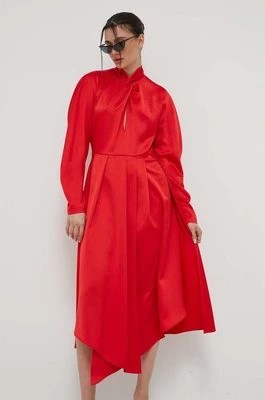 Zdjęcie produktu HUGO sukienka kolor czerwony maxi rozkloszowana