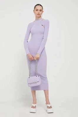 Zdjęcie produktu HUGO sukienka kolor fioletowy maxi dopasowana