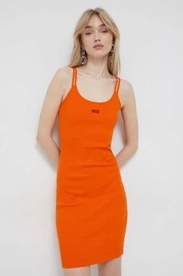 Zdjęcie produktu HUGO sukienka kolor pomarańczowy mini dopasowana