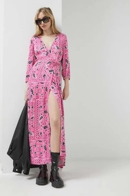 Zdjęcie produktu HUGO sukienka kolor różowy maxi rozkloszowana