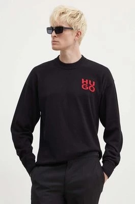 Zdjęcie produktu HUGO sweter bawełniany kolor czarny lekki 50516617