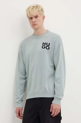 Zdjęcie produktu HUGO sweter bawełniany kolor niebieski lekki 50516617