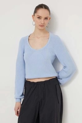 Zdjęcie produktu HUGO sweter bawełniany kolor niebieski z półgolfem 50514270