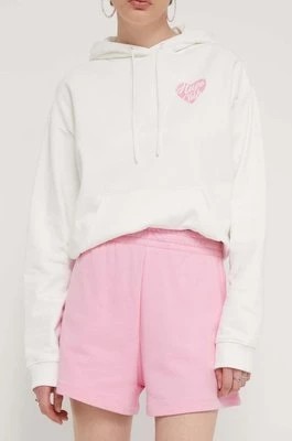Zdjęcie produktu HUGO szorty bawełniane kolor różowy gładkie high waist 50516269